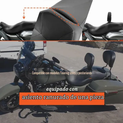 Vista 2 de FOVPLUE Respaldo Ajustable para Pasajero, Almohadilla Desmontable para Respaldo del Conductor Enchufable con Kit de Montaje para Harley Touring