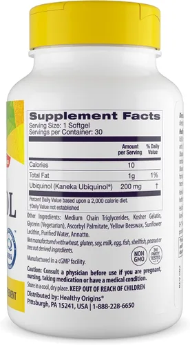 Vista 2 de Healthy Origins Ubiquinol (forma activa de CoQ10), 200 mg - Suplementos de ubiquinol para la salud del corazón y apoyo antioxidante - Suplemento sin