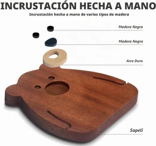 Vista 2 de Posavasos de madera absorbentes para bebidas, hechos a mano con múltiples incrustaciones de madera, juegos de posavasos de madera Sapele para mesa