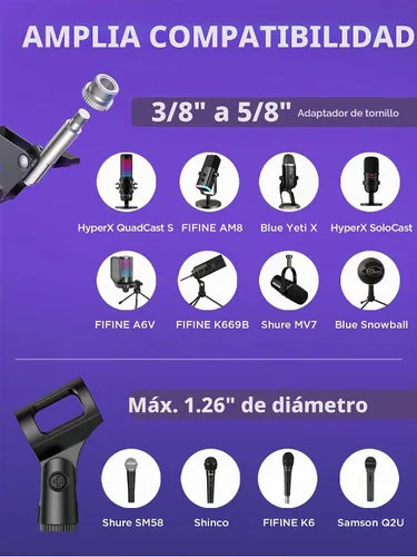 Vista 3 de InnoGear Soporte de micrófono para Blue Yeti, soporte de micrófono de servicio pesado con pantalla antiviento de micrófono y filtro pop de micrófono