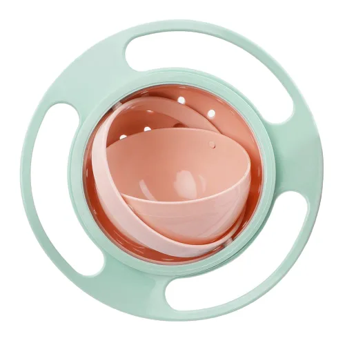 Vista 9 de ZTL Gyro Bowl 360 Dgree - Cuenco giroscópico resistente a derrames con tapa 3 piezas (azul+verde+rosa)