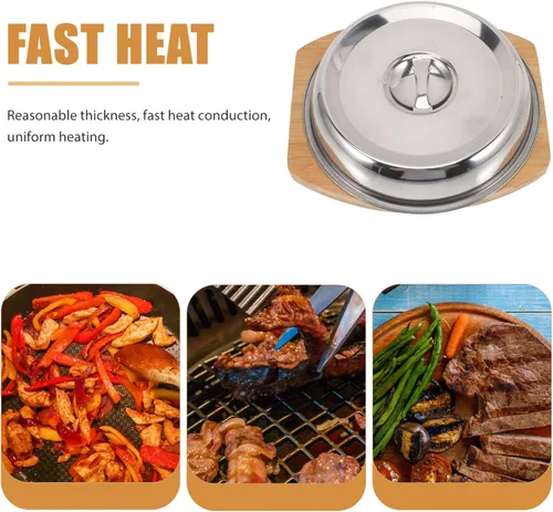 Vista 8 de BESTonZON Cómoda tapa de sartén antiadherente Teppanyaki Uniforme Distribución de calor Bandeja práctica para servir en el hogar