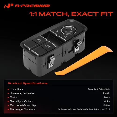 Vista 3 de A-Premium Interruptor de ventana eléctrica principal del lado del conductor delantero compatible con Porsche 911 2012-2019, Boxster 2013-2016