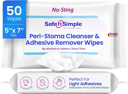 Vista 9 de Safe n' Simple Removedor de adhesivo para piel, 5 x 7 pulgadas, 50 toallitas eliminadoras de adhesivo de estoma, toallitas sin alcohol para pieles