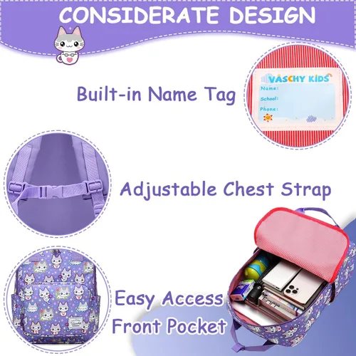 Vista 5 de VASCHY Mochilas de dinosaurio para niños, mochila preescolar ligera para niños pequeños