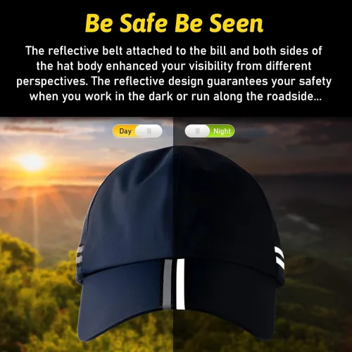 Vista 2 de Men Waterproof Baseball Cap Reflective Outdoor Rain Cap for Women's UPF 50+ Breathable Sport Running Hat