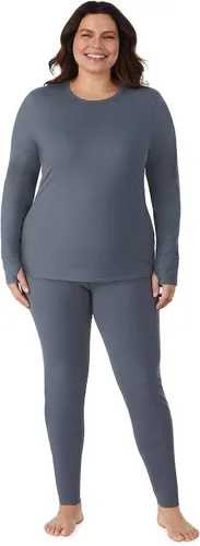 Vista 6 de Cuddl Duds Conjunto de 2 piezas de manga larga y capa base para mujer, absorbe la humedad