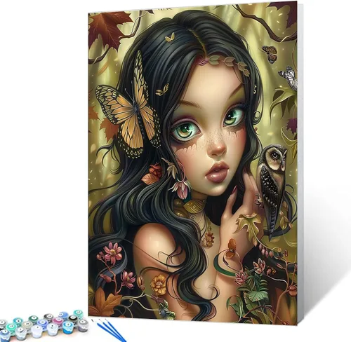 Vista 20 de Kit de pintura por números, lienzo de 16 x 20 pulgadas, pintura al óleo para niños, 16 x 20 pulgadas, pintura al óleo para adultos, adultos