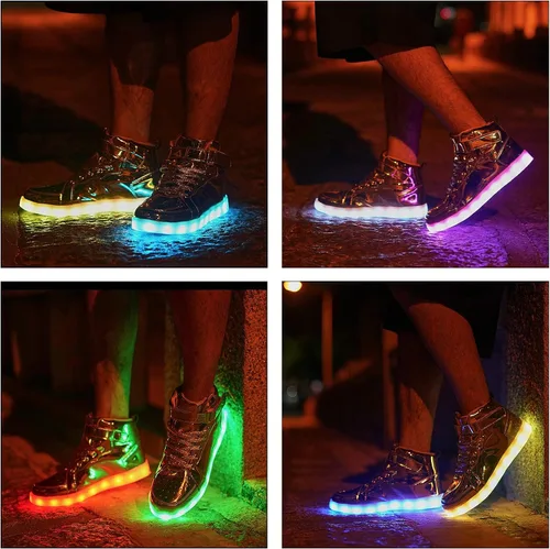Vista 4 de YIQIZQ Zapatos deportivos con luz LED para mujeres y hombres, zapatos de baile hip-hop para Halloween, fiesta de Navidad con carga USB