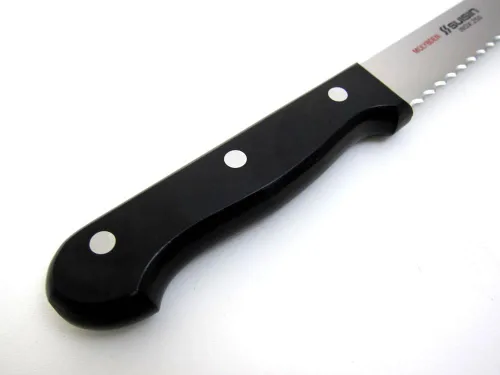 Vista 3 de Houcho. com Suisin Inox Serie de cuchillos de estilo occidental, genuino Sakai-fabricado, cuchillo de pan de acero Inox de 9.8" (250 mm)