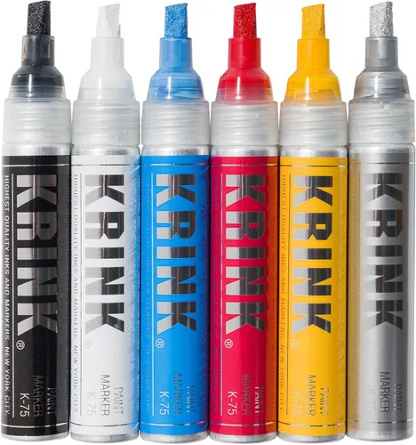 Vista 7 de Krink K-75 - Rotulador de pintura negra, vibrante y opaco para cualquier superficie, marcadores de graffiti permanentes, marcadores de pintura Krink