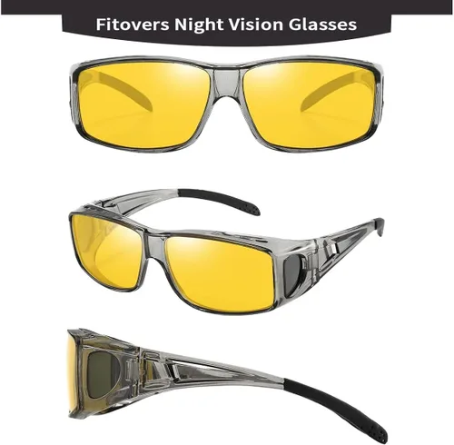 Vista 5 de Gafas de conducción de visión nocturna para conducir polarizadas HD se adapta a gafas graduadas gafas rectangulares