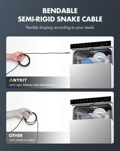 Vista 6 de Cámara de endoscopio USB Anykit con 8 luces LED ajustables, boroscopio con cámara serpiente semirrígida, cámara de inspección IP67 impermeable