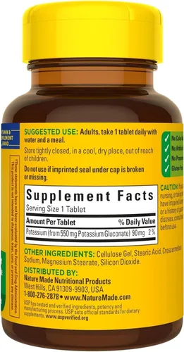 Vista 6 de Gluconato de potasio Nature Made, 550 mg