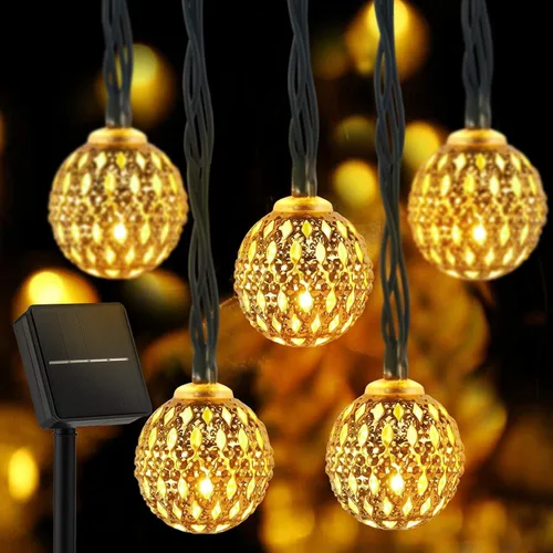 Vista 8 de Brightown Luces de Cadena Solares para Exteriores 60 LED 35.6 Pies Luces de Globo de Cristal con 8 Modos de Iluminación, Luces Solares Impermeables