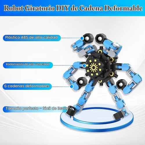 Vista 5 de Fidget Spinners Transformables, 8 Piezas de Juguetes Sensoriales Divertidos para Adultos, Cadena Deformable DIY Robot Spinner, Juguete Giroscopio