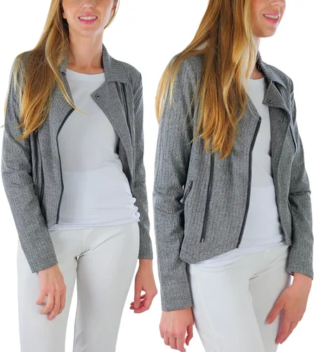 Vista 21 de ToBeInStyle Blazers de manga larga con cremallera y botones para mujer