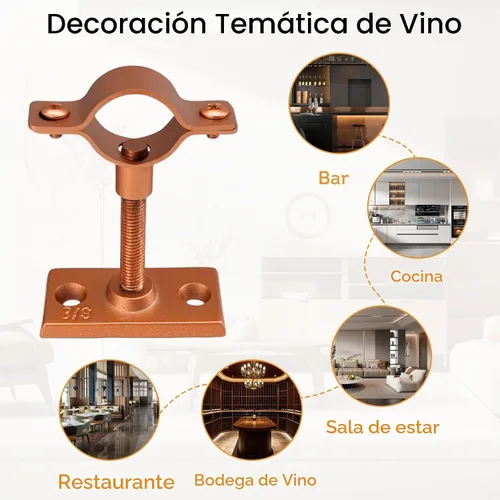 Vista 4 de Lily's Home Soporte de pared para botella de vino, diseño industrial con accesorios de montaje, funciona con botellas de vino o licor, acabado
