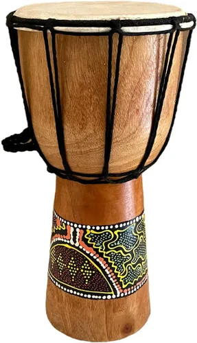 Vista 5 de JIVE Tambor Djembe – Tambor de mano africano Bongo Congo de 12 pulgadas – Instrumento de percusión de madera maciza con cabeza de piel de cabra
