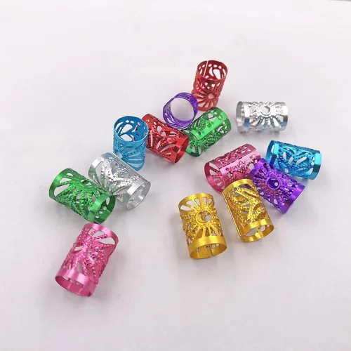 Vista 9 de Messen 170 cuentas de rastas multicolor de aluminio para decoración del cabello, joyería para trenzar el cabello (no se rompe fácilmente)