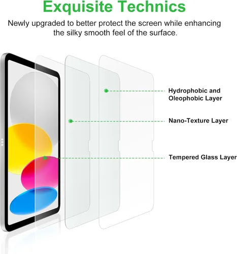 Vista 5 de Bioton - Protector de pantalla para iPad A16 de 11ª/10ª generación (2025/2022) Nano-Texture Glass, Auto Alignment Kit, Tempered Glass, Touch like