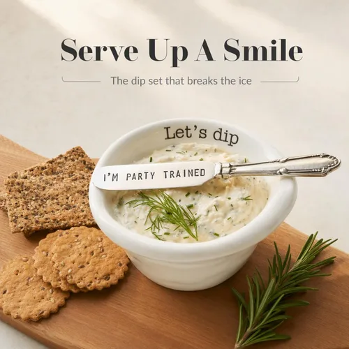 Vista 2 de Mud Pie Circa Lets Dip Set Blanco 2" x 6
