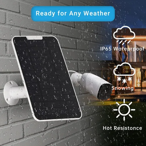 Vista 5 de Panel solar mejorado de 5 V 6 W para cámara de seguridad, compatible con Eufycam 2C/2C Pro/2/2 Pro/E20/E40/E, con puerto micro USB, adaptador USB-C