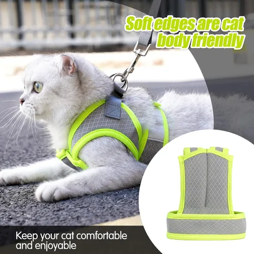Vista 6 de Dotoner Arnés y correa para gatos, chaleco ajustable a prueba de escapes para gatos, chaqueta para caminar con arnés de malla de aire