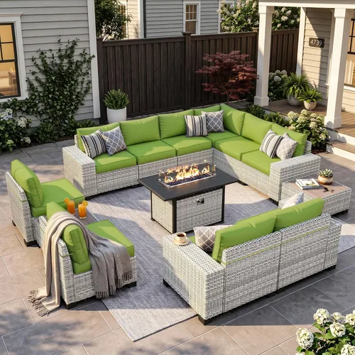Vista 118 de Muebles de patio al aire libre conjunto PE mimbre ratán al aire libre sofá seccional Gris