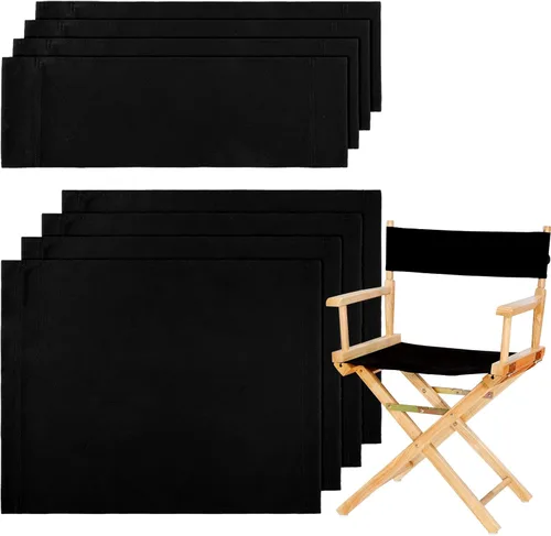 Vista 5 de Juego de 2 sillas de repuesto de lona de director, asiento y respaldo de silla de maquillaje, protector de taburete de lona de algodón para silla