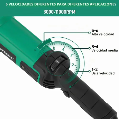 Vista 4 de Hoteche Amoladora angular de 5 pulgadas, amoladora eléctrica de velocidad variable de 11 amperios, con cable, para metal, compatible con discos