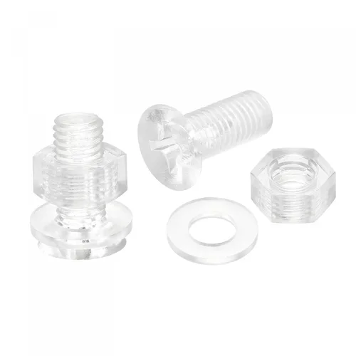 Vista 15 de uxcell Tornillos de máquina Phillips de plástico M6 x 0.472 in con tuercas y arandelas planas, pernos de máquina de cabeza plana de PC