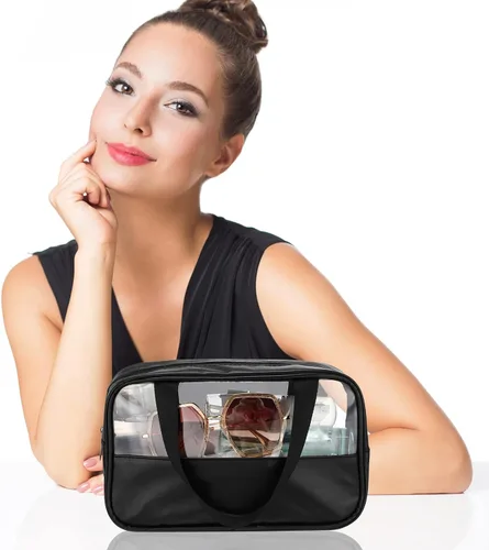 Vista 7 de Buryeah 9 piezas translúcidas bolsa de maquillaje organizador de artículos de tocador para mujeres y hombres, bolsa de viaje portátil impermeable