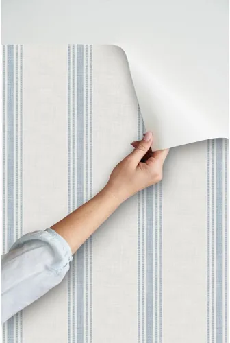 Vista 3 de Spoonflower Papel pintado de rayas azules para despegar y pegar