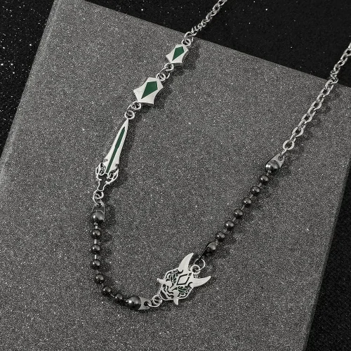 Vista 5 de rongji jewelry Genshin Vision Gargantilla Hot Ins - Gargantilla de cadena de acero de titanio, estilo punk hip hop, baile callejero, para hombres