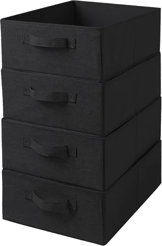 Vista 8 de Cajas de almacenamiento decorativas para organizar la ropa en un aparador, juego organizador de tela plegable con asas para ropa de cama, ropa
