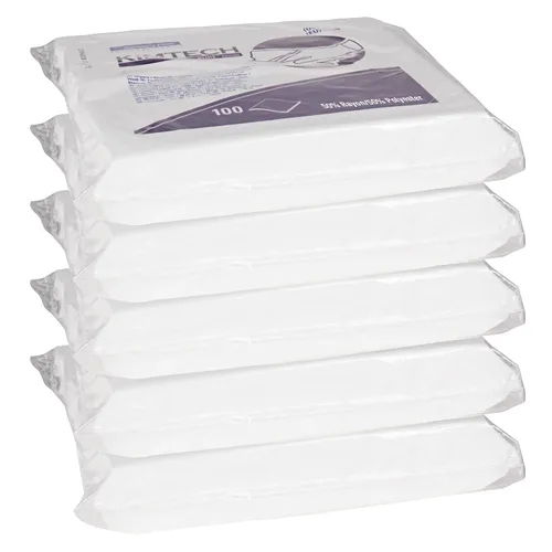 Vista 2 de Kimtech 06179 W5 - Limpiaparabrisas para tareas críticas, bolsa doble plana, Spunlace, 9 x 9, blanco, 100 por paquete (caja de 5 paquetes)