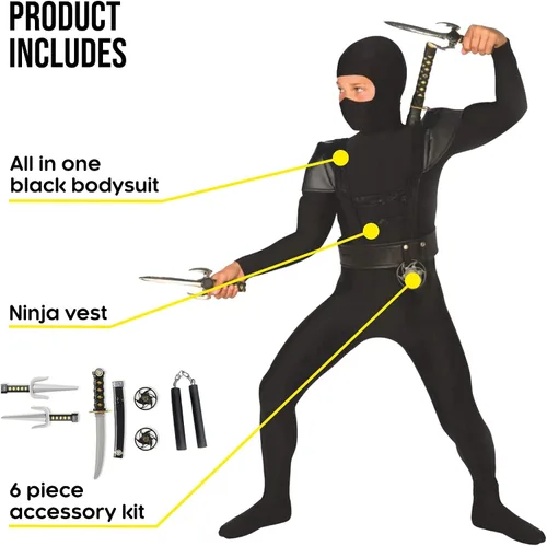 Vista 2 de Morph Disfraz de ninja para niños, disfraz de ninja para niños, disfraz de Halloween para niños