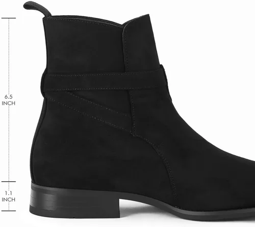 Vista 3 de Botas Chelsea para hombre, zapatos de vestir con correa de hebilla, botines cómodos para caminar