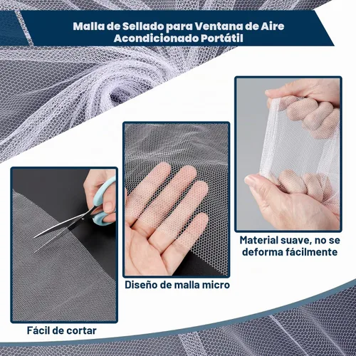 Vista 3 de Kit de sellado de ventana de CA portátil, protector de pantalla de malla, ajuste universal para la mayoría de placas de sellado de ventana