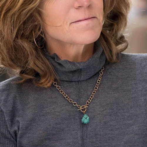 Vista 6 de Collar de eslabones de cadena de oro de 18 quilates para mujer, collar con colgante de perla barrocobrújula