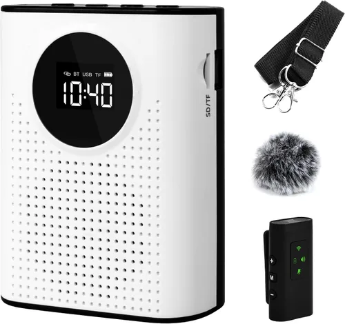 Vista 7 de AURTEC Amplificador de voz con micrófono de solapa inalámbrico magnético, amplificador portátil con micrófono inalámbrico de 2.4G, compatible