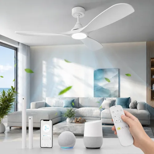 Vista 11 de Ventilador de techo inteligente de 60 pulgadas con luces LED y Negro