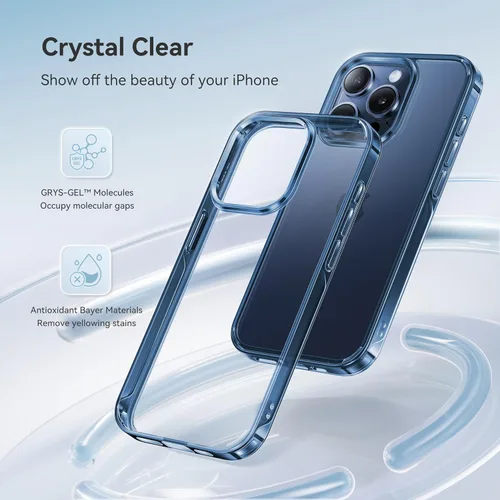 Vista 2 de CASEKOO Funda azul para iPhone 15 Pro Max, tecnología nunca amarilla, protección de grado militar de 10 pies, funda delgada transparente