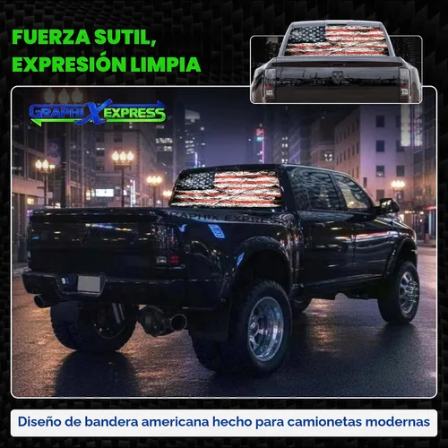 Vista 3 de GRAPHIX EXPRESS Calcomanía de la bandera estadounidense, adhesivo de vinilo patriótico rojo, blanco y azul para ventana trasera de camión, diseño