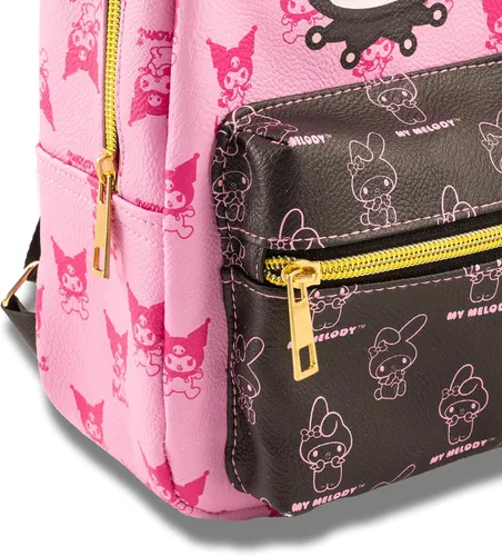 Vista 4 de Fast Forward Sanrio Kuromi and My Melody Mini mochila para niñas Mochila de piel sintética con Kuromi y My Melody Bolsa de viaje pequeña