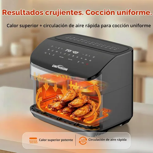 Vista 7 de Emphsism Freidora de aire grande de 12 cuartos de galón, 13 en 1 con control de precisión de 10 °F, freidora de aire de doble zona con divisor