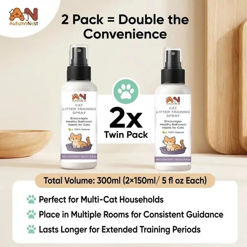 Vista 2 de Spray de entrenamiento de arena para gatos, paquete de 2 (10.1 onzas líquidas en total) – 5.1 fl oz cada atractor natural para gatos y gatitos