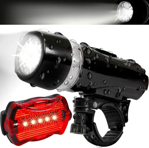 Vista 7 de Lámpara de bicicleta 5led Mountain Bike impermeable faro trasero combinación para negro impermeable faro trasero luz combinada