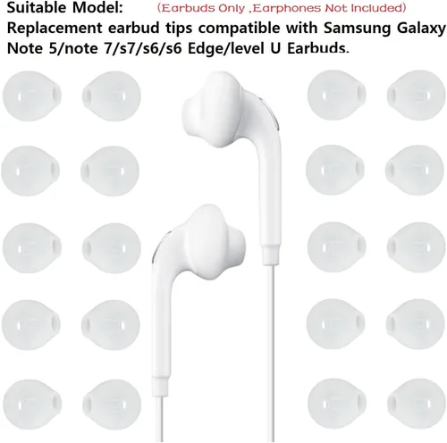 Vista 4 de 10 pares de fundas de silicona de repuesto para auriculares compatibles con Samsung Galaxy Note 5/Note 7/s7/s6/s6/s6 Edge/Level U, color blanco